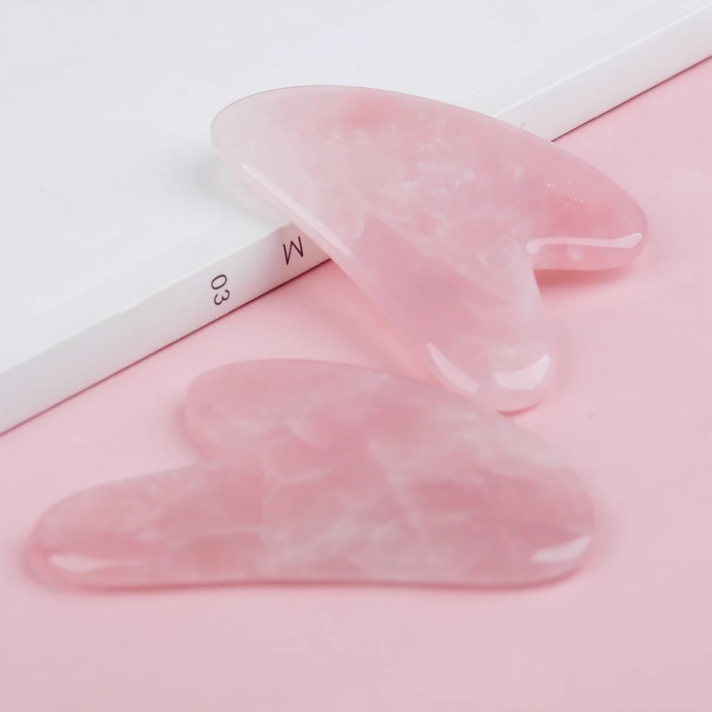 Gua Sha Tool Rose Quartz - Массажная доска Гуаша для лица, розовая,