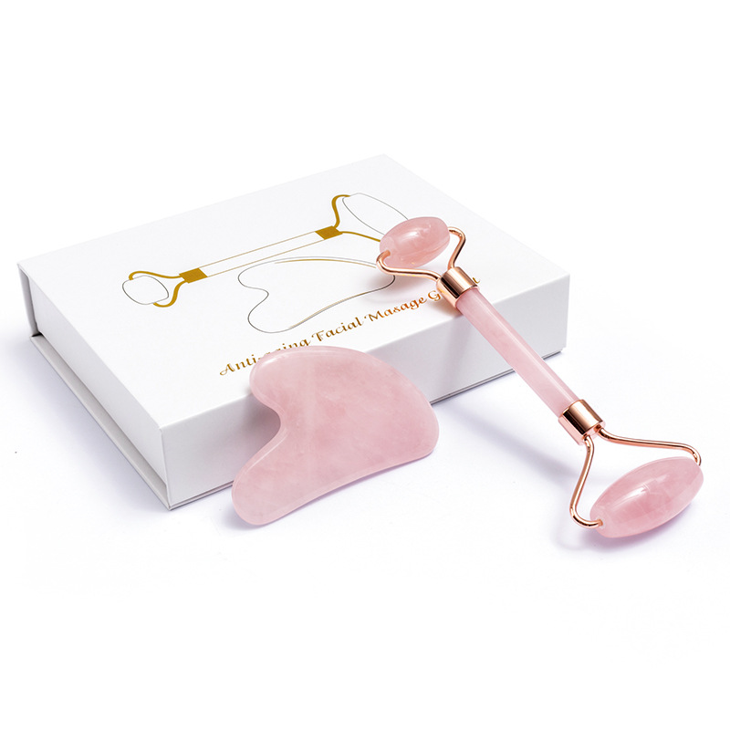 Gua Sha Tool Rose Quartz - Натуральный розовый кварц, Нефритовый ролик, гуаша,