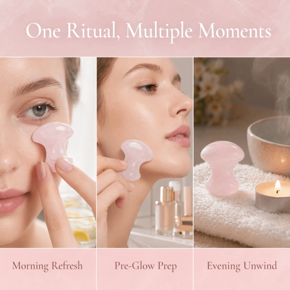 Gua Sha Tool Rose Quartz - Кристаллический массажный камень из розового кварца,