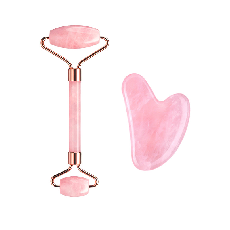 Gua Sha Tool Rose Quartz - Набор для массажа лица из розового