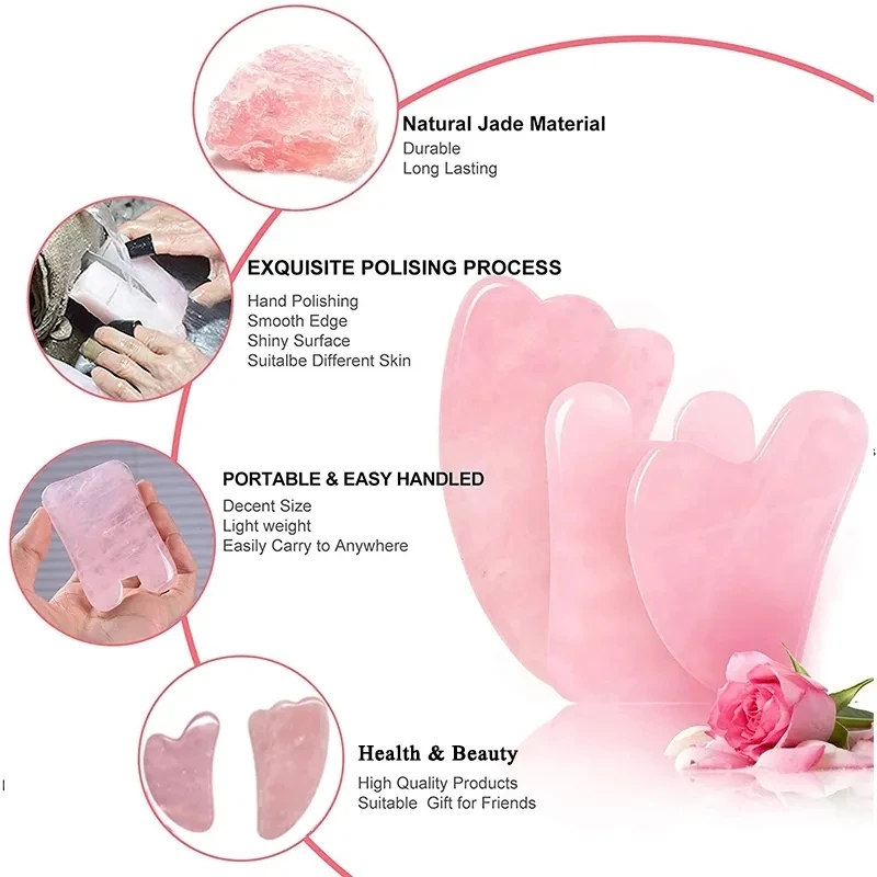 Розовый кварц Гуа Ша, натураль – обзор и цена Gua Sha Tool Rose Quartz