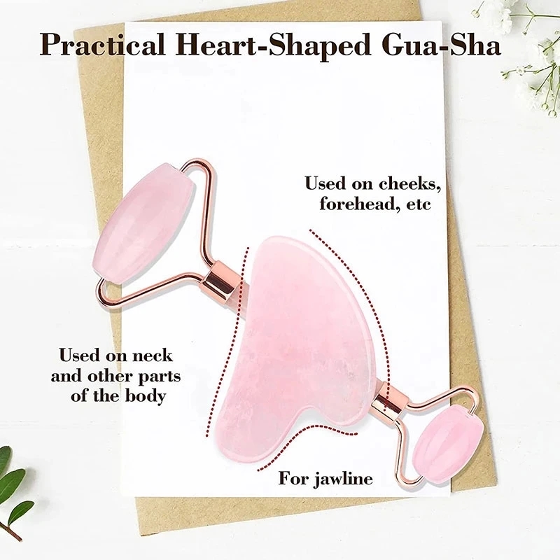 Набор для массажа лица: роллер – обзор и цена Gua Sha Tool Rose Quartz